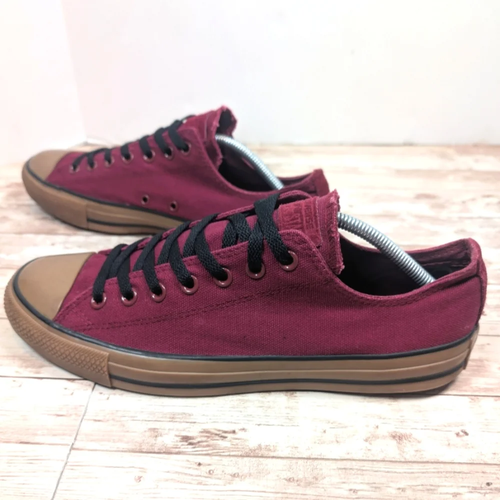 Converse All Star Low Top Wine Tan Gum Outsole Black Laces Dark Red Men's 11 - Picture 2 of 16